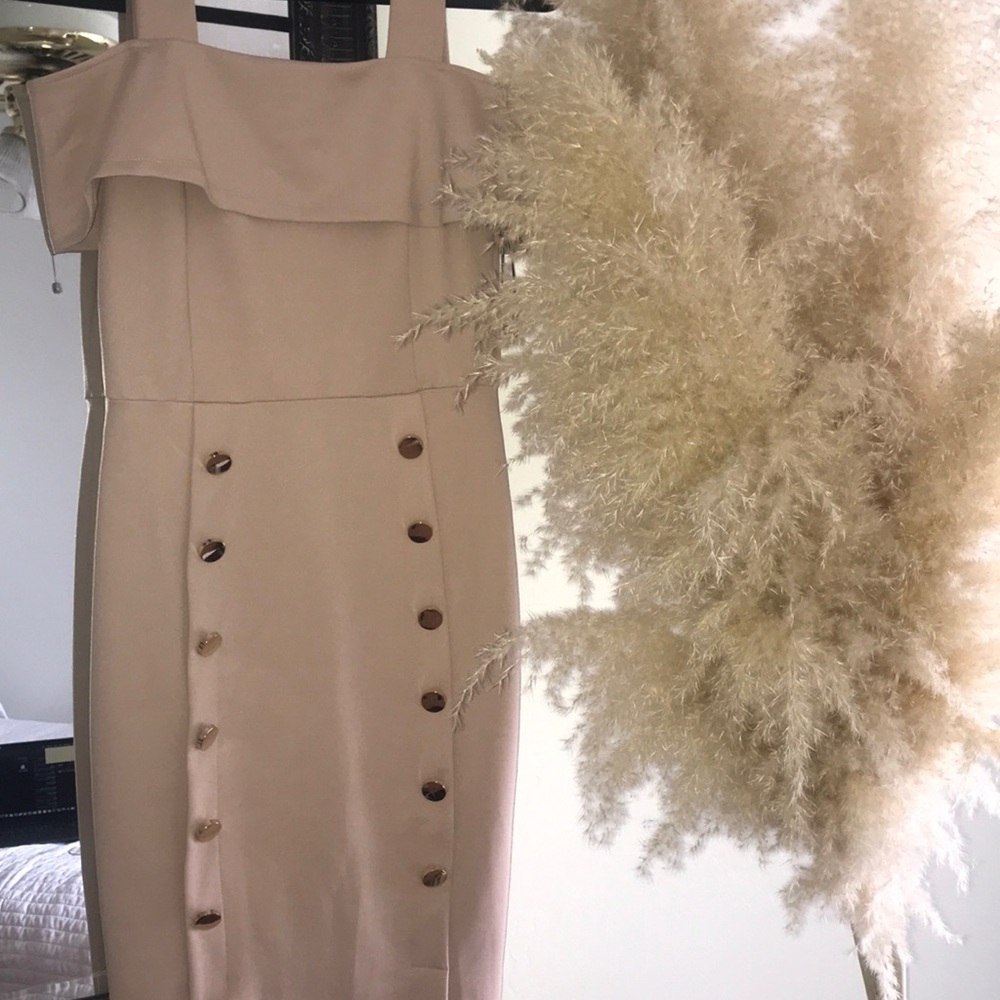 Nude dress with gold buttons! Size S